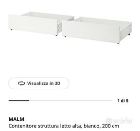 MALM Contenitore struttura letto alta, bianco