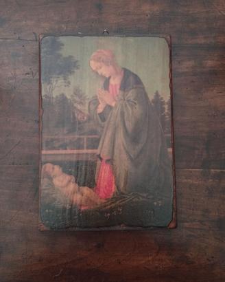 quadro antica riproduzione Adorazione del Bambino