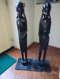 Coppia statue etniche in legno 