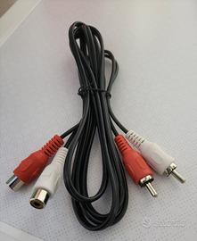 Cavo prolunga audio stereo 2 RCA maschi 2 RCA femm