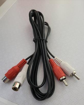 Cavo prolunga audio stereo 2 RCA maschi 2 RCA femm