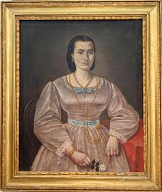 Grande Ritratto Antico di Giovane Donna dell'800