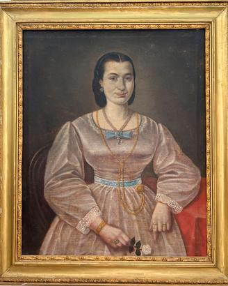 Grande Ritratto Antico di Giovane Donna dell'800