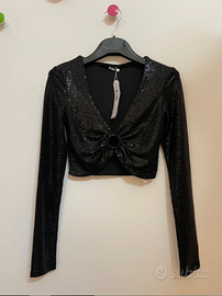 Crop top nero brillantinato Tally Weijl