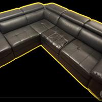 Divano angolare ecopelle nero 280x240 cm