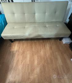 Divano letto in similpelle beige – trasformabile