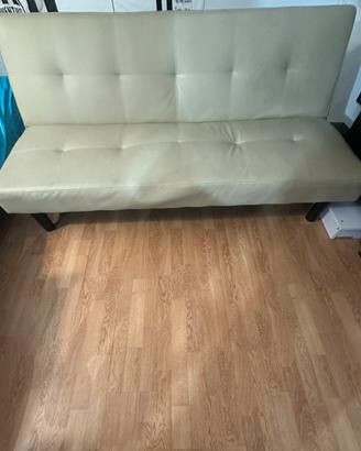Divano letto in similpelle beige – trasformabile