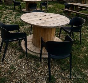 Tavolo in bobina di legno stile rustico/industrial