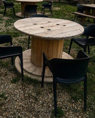 Tavolo in bobina di legno stile rustico/industrial
