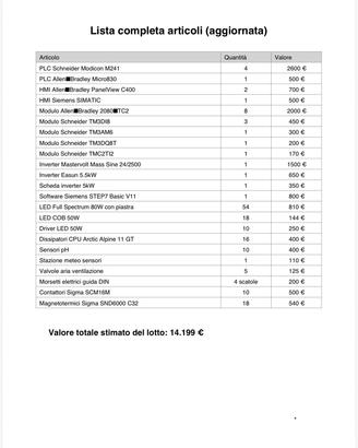 LOTTO AUTOMAZIONE INDUSTRIALE+PLC+LED SPECTRUM+INV
