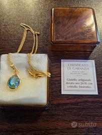 collana con cristallo swarosky azzurro