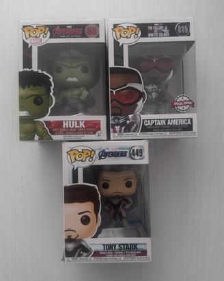 Lotto 3 funko pop marvel hulk cap tony 68 819