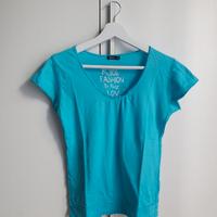 Maglietta azzurra donna scollo a V–Reds Fashion