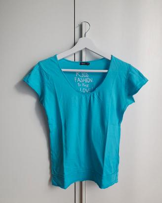 Maglietta azzurra donna scollo a V–Reds Fashion