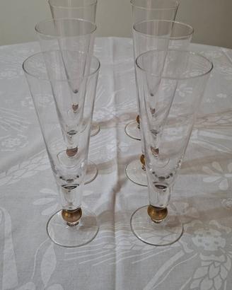 Set Vintage di 6 Calici di Cristallo di Murano