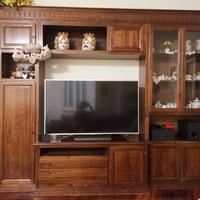 Parete attrezzata / mobile tv in Noce arte povera