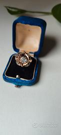Anello solitario anni 40/50 oro 18 carati 