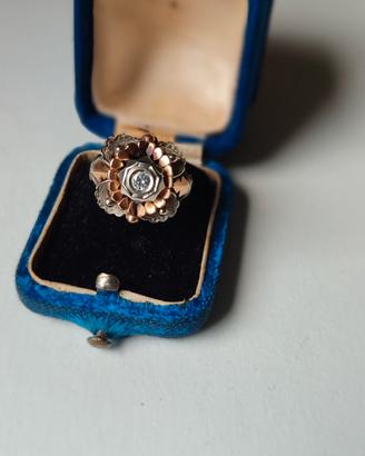 Anello solitario anni 40/50 oro 18 carati 