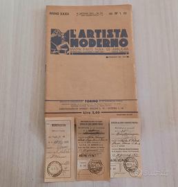 1933 L'Artista Moderno N. 1 + Ricevute Postali 