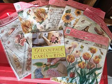 libro decoupage + carta di riso 