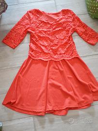 Abito nuovo cerimonia elegante corallo