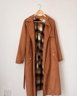 Cappotto lungo effetto camoscio