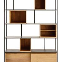 Wayampi Libreria in metallo nero e legno massello