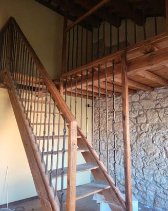 ringhiera, scala in legno