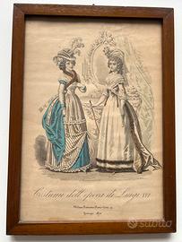 Stampa antica di moda con cornice - 1870