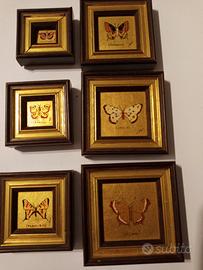 Sei miniquadretti vintage dipinti su foglia d'oro