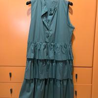 Vestito verde petrolio a balze