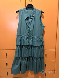 Vestito verde petrolio a balze