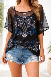 Desigual Maglietta trasparente nera