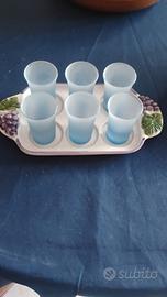 6 bicchierini per limoncello con vassoietto.