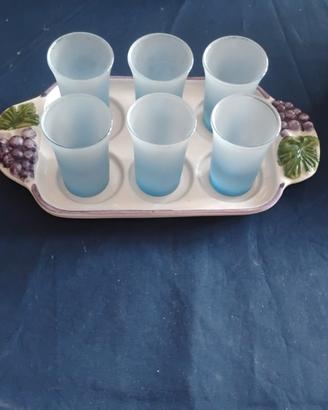 6 bicchierini per limoncello con vassoietto.