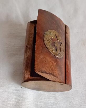 Tabaccheria da fiuto da collezione legno e ottone 