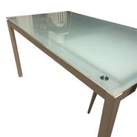 Tavolo Bontempi casa, cristallo acidato, allung.