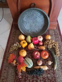 Vassoio Antico Con Composizione Frutta Artificiale