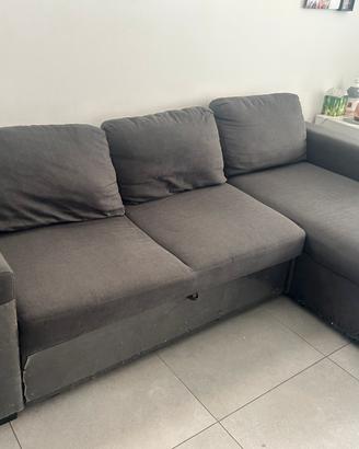 DIVANO LETTO GRIGIO CON CHAISE LONGUE CONTENITORE