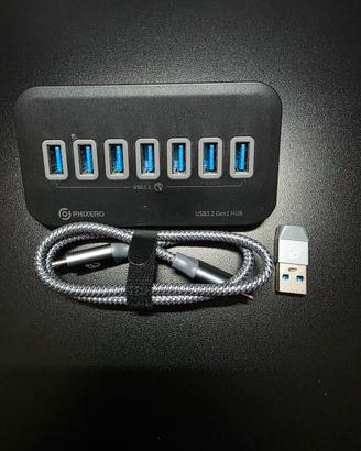 Hub USB 3.2 Gen1 Phixero 7 Porte con Cavo
