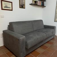 Divano letto matrimoniale in microfibra grigio