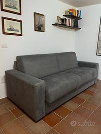 Divano letto matrimoniale in microfibra grigio