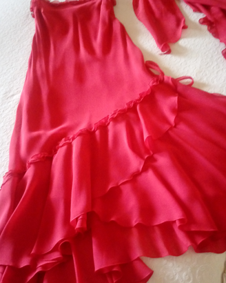 Vestito rosso elegante con inserto strass