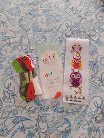 Kit punto croce segnalibro gufi DIY