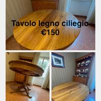 tavolo tondo in legno di ciliegio