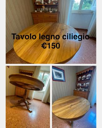 tavolo tondo in legno di ciliegio