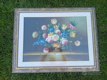 quadro floreale con cornice antica 