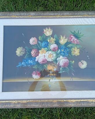 quadro floreale con cornice antica 