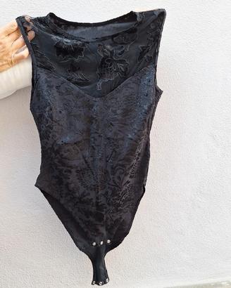 body sottogiacca vintage intimo in pizzo nero