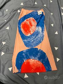 Gonna rossa e blu Issey Miyake JG696 taglia 2
